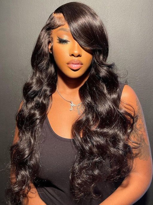 Glueless side part 5*5 hd lace closure wigs 250% density body wave hair hairstylist customized image