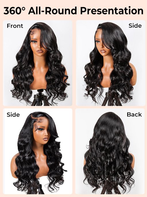 Glueless side part 5*5 hd lace closure wigs 250% density body wave hair hairstylist customized image