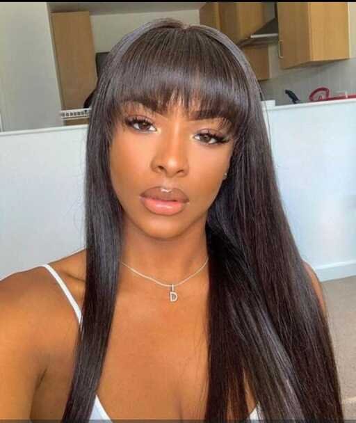 Straight 360 lace wig brazilian virgin human hair with bangs