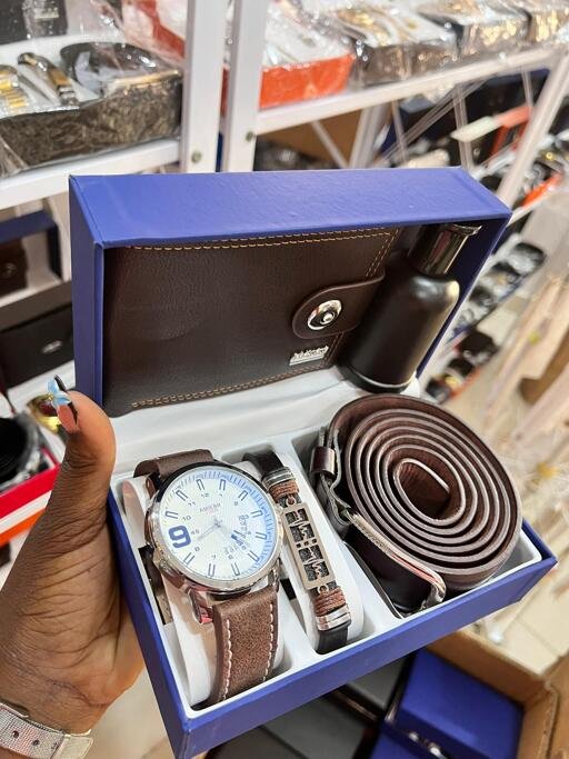 Brown wallet watch combo