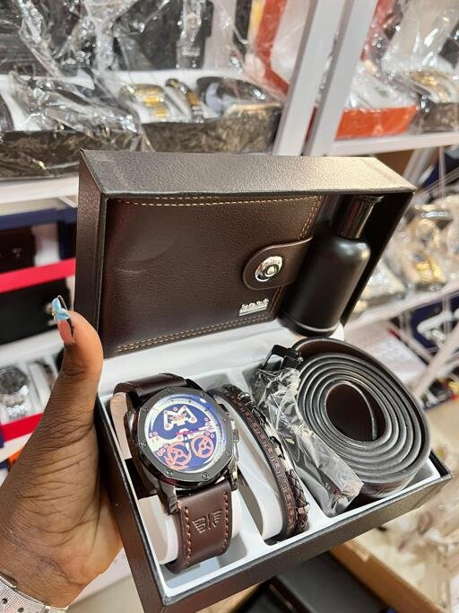 Brown wallet watch combo