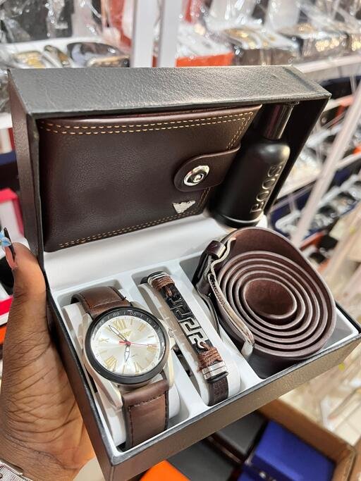 Brown wallet watch combo
