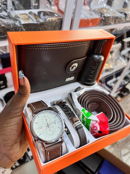 Brown wallet watch combo