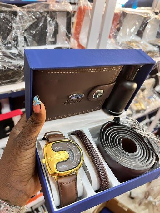 Brown wallet watch combo