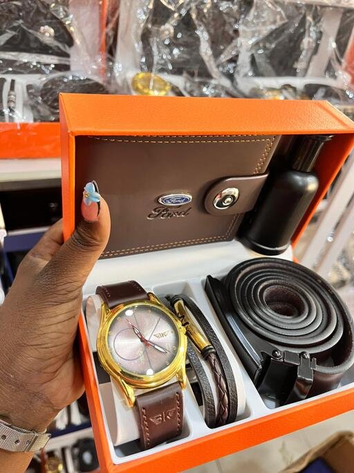 Brown wallet watch combo