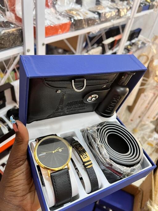 Black wallet watch combo