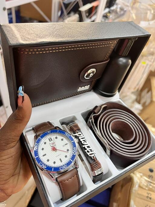 Brown wallet watch combo