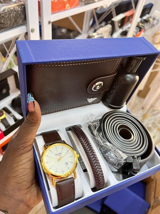 Brown wallet watch combo