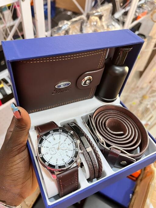 Brown wallet watch combo