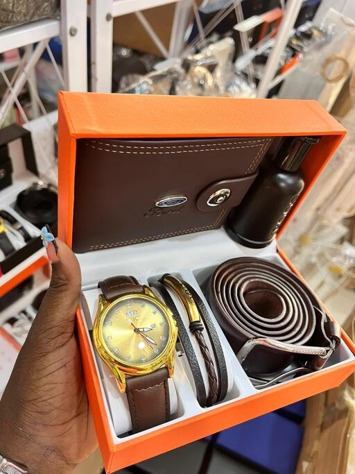 Brown wallet watch combo