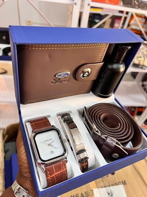 Brown wallet watch combo