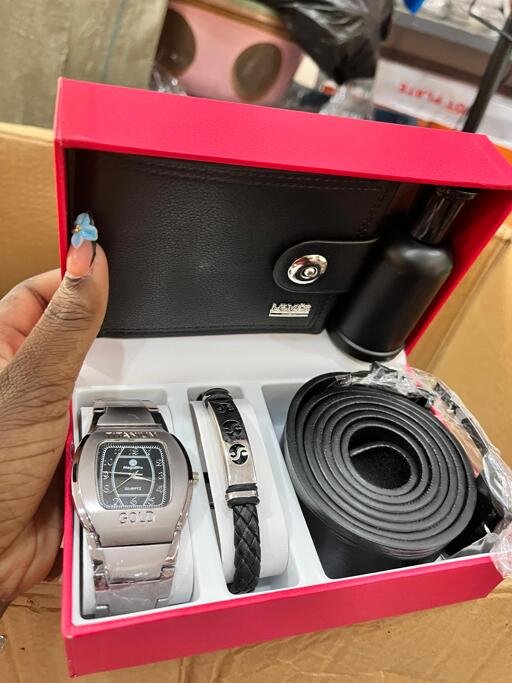 Black wallet watch combo