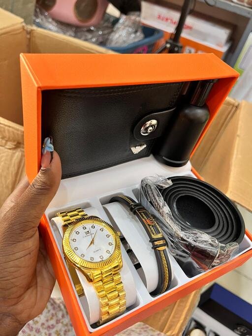 Black wallet watch combo