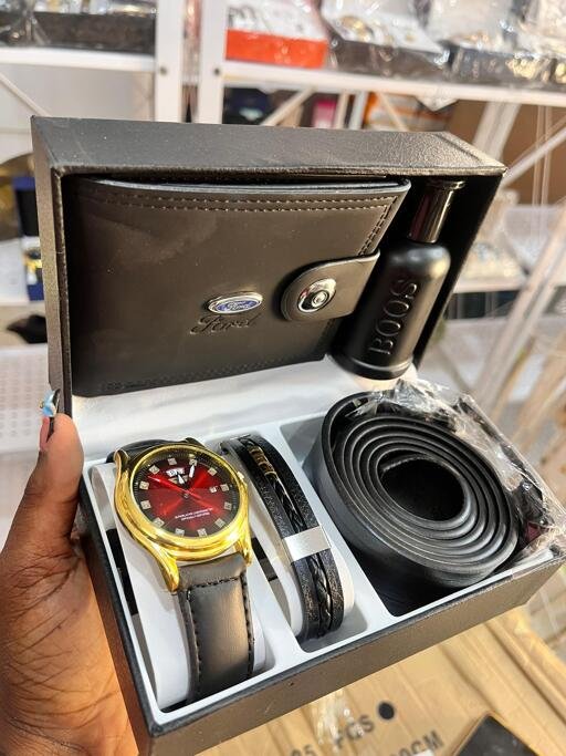 Black wallet watch combo