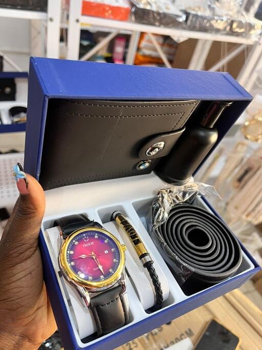 Black wallet watch combo