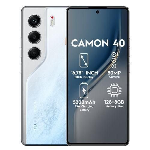 Tecno camon 40 pro- 256gb hdd-8gb ram - 50mp 6.78" 5000mah -black - 12 months warranty