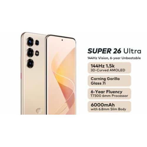 Itel super 26 ultra 6.78" 3d-curved amoled,144hz , 6000mah 256gb+8gb - blush pink gold image