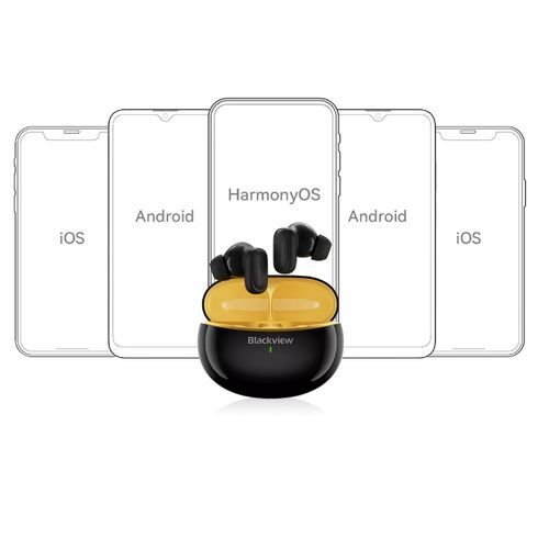 Blackview air buds 30 ipx7 waterproof bluetooth 5.4 in-ear tws earbuds with headphones touch headphones with mic, language translator, play music/call/hybrid anc+enc image