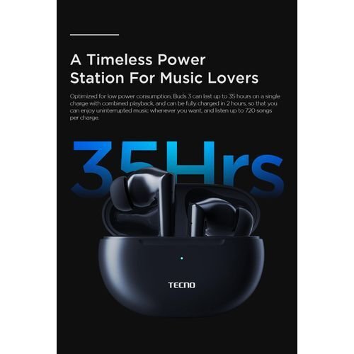 Tecno tws bud 3 – true wireless freedom( black color ) image